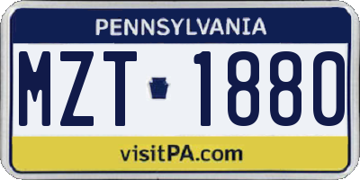 PA license plate MZT1880