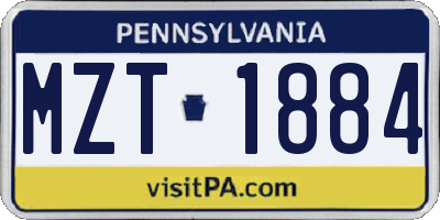 PA license plate MZT1884