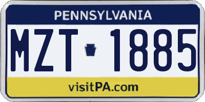 PA license plate MZT1885