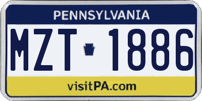 PA license plate MZT1886