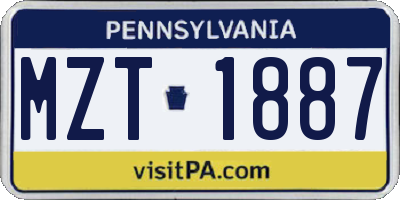 PA license plate MZT1887