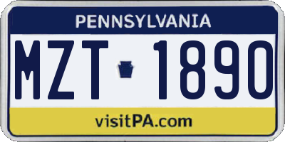 PA license plate MZT1890