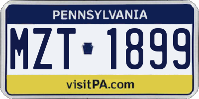 PA license plate MZT1899