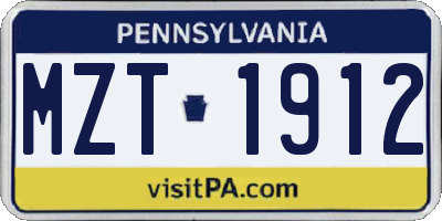 PA license plate MZT1912