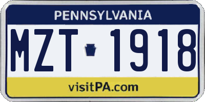 PA license plate MZT1918
