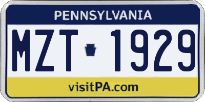 PA license plate MZT1929