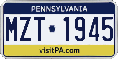 PA license plate MZT1945