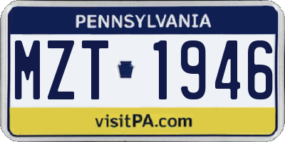 PA license plate MZT1946