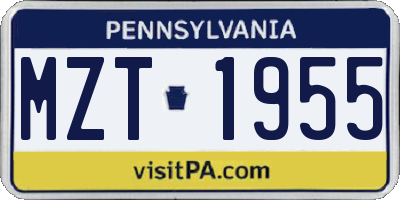 PA license plate MZT1955