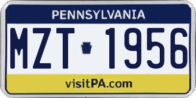 PA license plate MZT1956