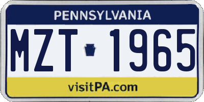 PA license plate MZT1965