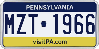 PA license plate MZT1966