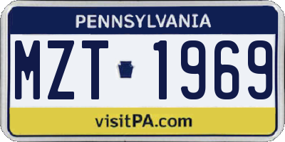 PA license plate MZT1969