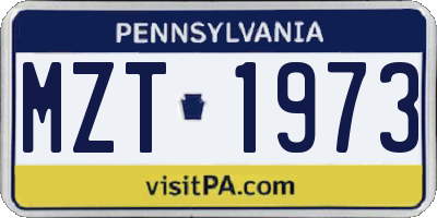PA license plate MZT1973