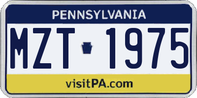 PA license plate MZT1975