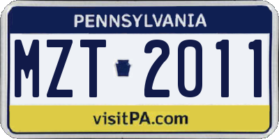 PA license plate MZT2011