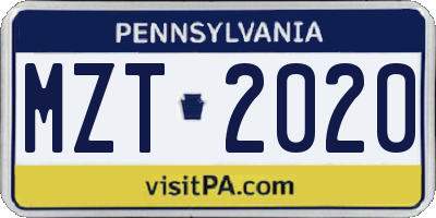 PA license plate MZT2020