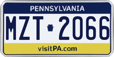 PA license plate MZT2066