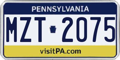 PA license plate MZT2075