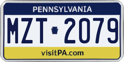 PA license plate MZT2079