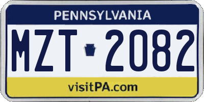 PA license plate MZT2082