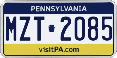 PA license plate MZT2085