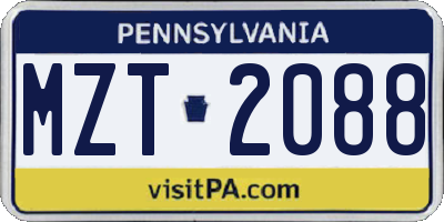 PA license plate MZT2088