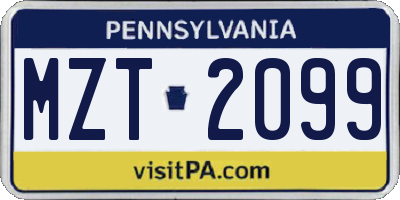 PA license plate MZT2099