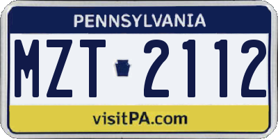 PA license plate MZT2112