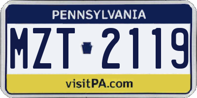 PA license plate MZT2119