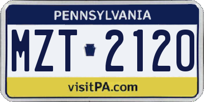 PA license plate MZT2120