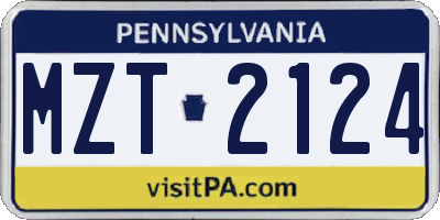 PA license plate MZT2124