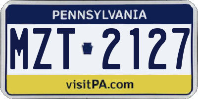 PA license plate MZT2127