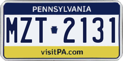 PA license plate MZT2131
