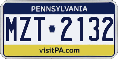 PA license plate MZT2132