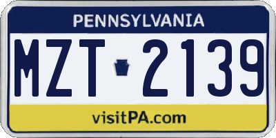 PA license plate MZT2139