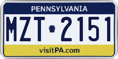 PA license plate MZT2151