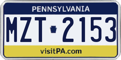 PA license plate MZT2153