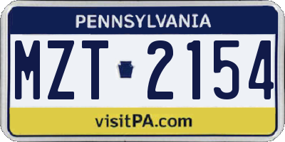 PA license plate MZT2154