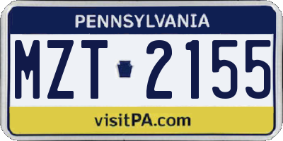 PA license plate MZT2155