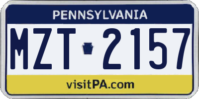 PA license plate MZT2157