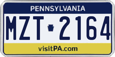 PA license plate MZT2164
