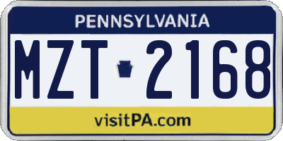 PA license plate MZT2168