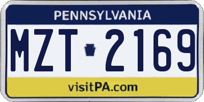PA license plate MZT2169