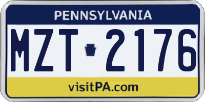 PA license plate MZT2176