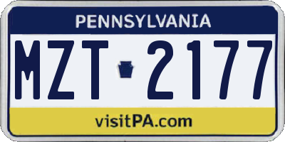 PA license plate MZT2177