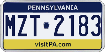 PA license plate MZT2183