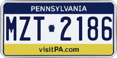 PA license plate MZT2186