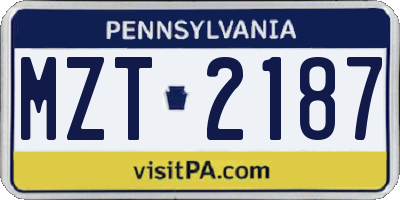 PA license plate MZT2187