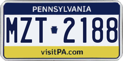 PA license plate MZT2188